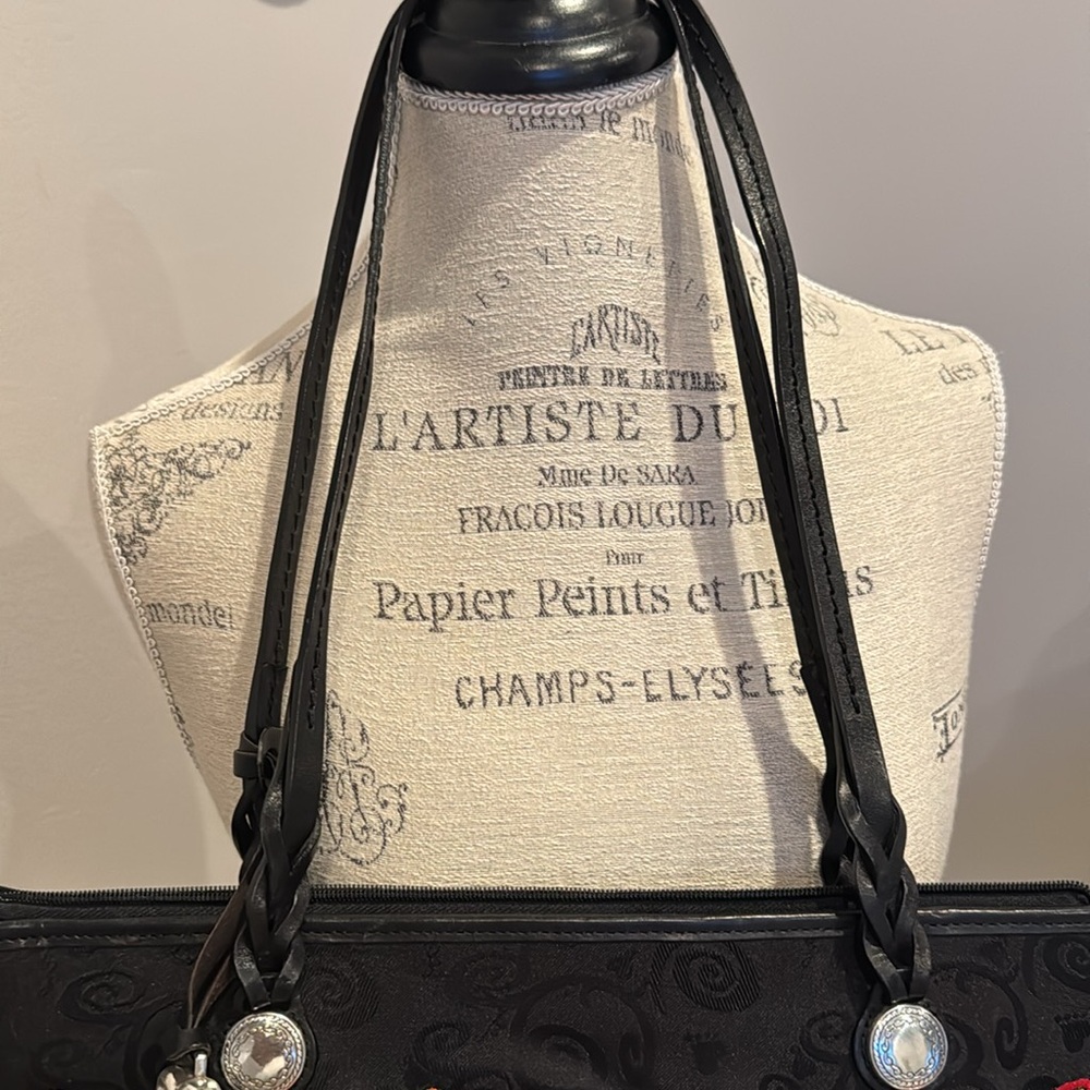 Brighton two sided Embroidered Black Shoulder bag pre owned used - Picture 3 of 9